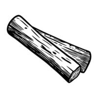 Hand drawn firewood logs, vintage wood texture illustration rustic lumber, forestry material, rural timber drawing vector