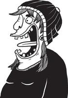 A cartoon man with a hat and a big mouth vector