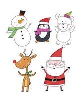 Christmas characters: snowman, penguin, reindeer vector