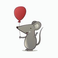 Mouse with a red balloon vector