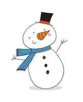 Cute snowman with scarf and hat vector