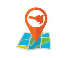 Map pin icon on a colorful map vector