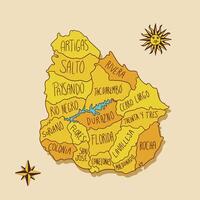 Map of Uruguay's departments and regions vector