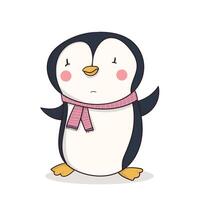 Cute penguin in a pink scarf vector