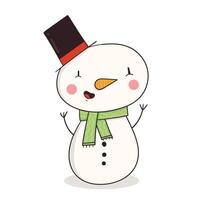 Happy snowman in a top hat vector