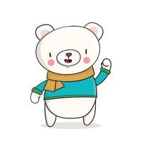 Cartoon polar bear in sweater vector