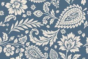 Floral pattern design in cream and blue vector