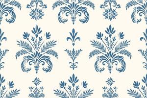 Floral pattern in blue and white vector