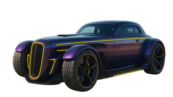 Custom Built modern purple limo futuristic Hot Rod, High Performance Vehicle, Custom Automotive Design Concept, transparent background png