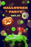 Halloween party invitation with decorations vector