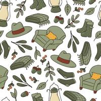 Cozy decor pattern with green elements vector