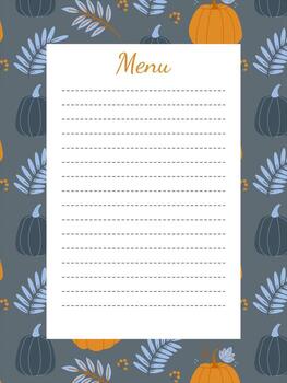 Page template for notes and menu on the background with autumn leaves vector