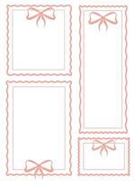 a set of delicate pink rectangular frames with a bow for decoration and design vector