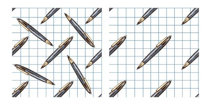 Pens on a grid background pattern vector