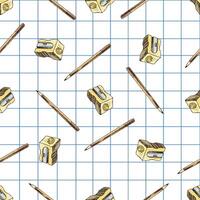 School supplies pattern on a grid vector