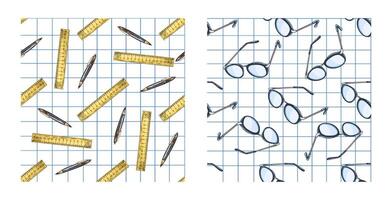 Pattern of rulers and eyeglasses on grid vector