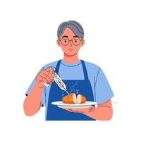 Checking Bread Temperature with a Thermometer for Perfect Baking Result vector