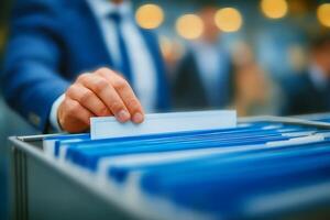 Businessman Filing Documents in Office photo