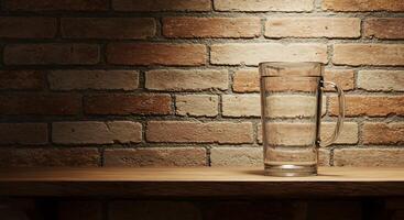 A glass vase on a shelf photo