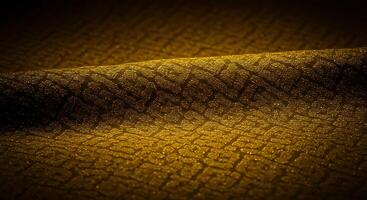 A close up of a gold fabric with a pattern photo