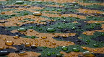Raindrops on a camouflage print photo