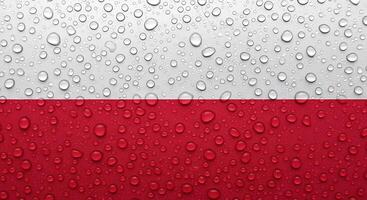 Water droplets on the flag of poland photo
