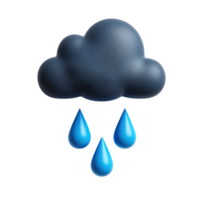 A dark cloud is raining, isolated on transparent background png