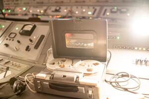 Vintage Audio Equipment Showcased in a Historical Recording Studio With Intricate Control Panels photo