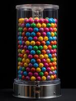 Colorful Lottery Balls Floating in a Transparent Machine Drum During a Lottery Draw at a Gaming Event photo