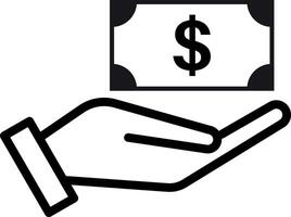 Hand and money icon . Dollar banknote on hand icon . Save money icon . illustration vector
