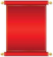 Realistic Red Scroll with gold trim graphic element, notice or announcement illustration isolated on a white background vector