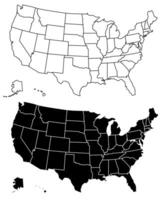 Basic US map with states in both black and white, travel concept vector