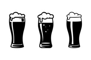 glasses of beer with foam and bubbles set vector