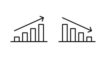 Up and down graph icon in line style. Outline bar chart with uptrend and downtrend arrow symbol vector