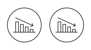 Decline bar chart with downward trend arrow outline icon. Decrease, loss, and financial drop symbol in circular line vector