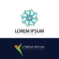 Colorful human icon representing unity, motion, and growth in logo Community vector