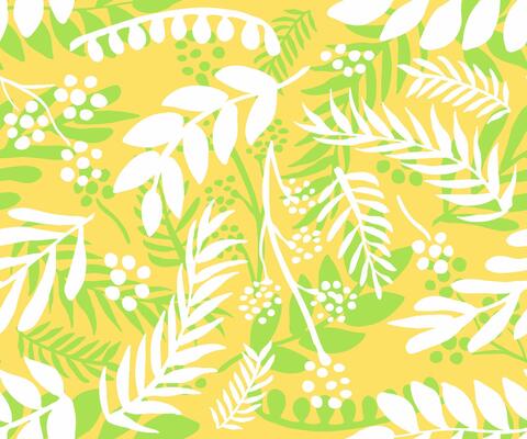 Hawaii Floral Leaves Leaf Pattern Print Summer Vibes Seamless Background Yellow Green Nature Botanical style