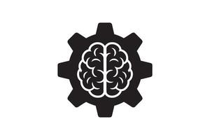 Thinking Mind Mechanism Silhouette Art Brain and Cog Silhouette Concept vector