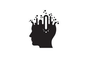 Human Head Digital Pixel Silhouette Illustration vector