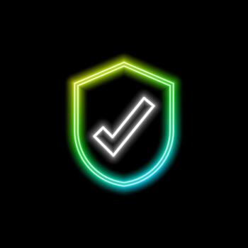 verificado icono colocar, aislado identificación símbolo, neón estilo. aprobación icono, cheque marca etiqueta y gráfico elementos. social medios de comunicación cuenta verificación iconos vector