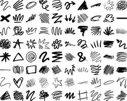 A large collection of different hand drawn scribbles vector