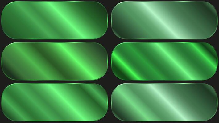 emerald chrome gradient set, pattern, template. Nature, grass colors for design, high quality gradients collection. Metallic. metal.