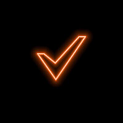 Blue glass check mark icon.neon style. 3D illustration isolated on white background. For graphic design, UI UX design.
