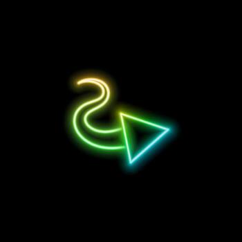 3D rendering of glowing neon arrows on a black background. Flashing direction indicators. Futuristic laser background vector