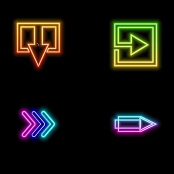 Arrows icon set.neon style. Arrow icon. Neon arrow collection. Arrow. Cursor. Modern simple arrows. illustration. vector