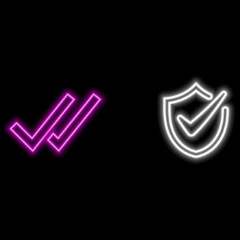 Check mark icon. neon style. verification check mark. Perfect for web apps and interfaces, infographics, presentations, marketing, etc. vector