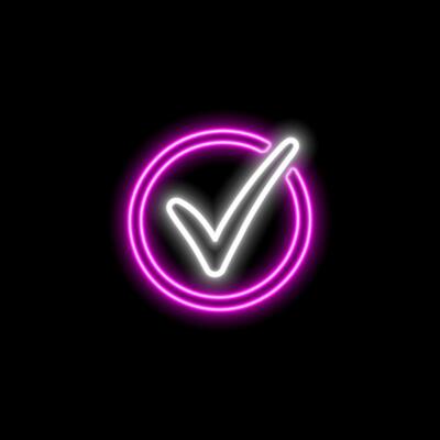 Certified quality badge icon illustration, quality check ribbon icon,neon style. approved check mark badge, verified ribbon icon, verified product stamp