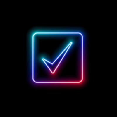 Blue check mark.neon style. elegant. Verified badge icon. Check symbols set. Social media account verification icons. Blue check mark icon. Verified profile badge. Check the symbol in blue color.