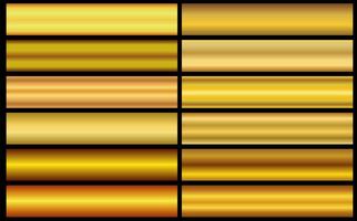 Gold metal gradient colors set. Golden gradient palette.Golden texture gradient background. Golden metallic design. vector