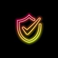 check mark icon symbol. Tag Instagram, neon style. Facebook, Twitter, Telegram, Whatsapp, Youtube, set verified profile badges. Check the verified account icons. vector